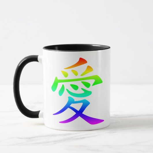 Chinesisches Zeichen für Liebe Rainbow Ombre Tasse (Links)