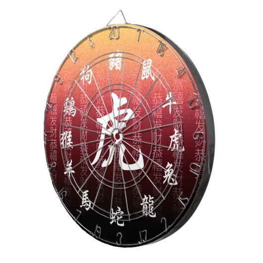 Chinesisches Zodiac auf festlichem Red Gold Hinter Dartscheibe (Vorderseite rechts)