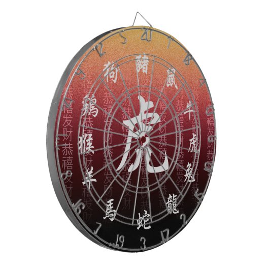 Chinesisches Zodiac auf festlichem Red Gold Hinter Dartscheibe (Vorderseite Links)