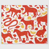 Chinesisches Zodiac-Chinesisches Neujahrsmuster Geschenkpapier (Flach)