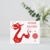 CHINESISCHES ZODIAC DRAGON PAPERCUT ILLUSTRATION EINLADUNG (Stehend Vorderseite)