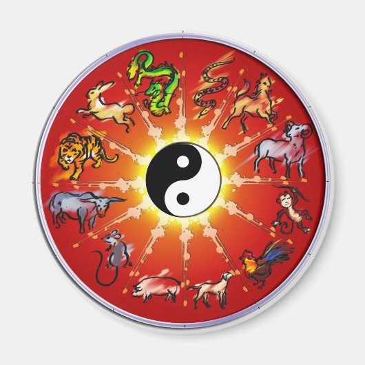 Chinesisches Zodiac Magnet (Schwarze Kontur) (Vorne)