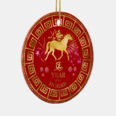 Chinesisches Zodiac Pferd Rot/Gold-ID542 Keramik Ornament (Rechts)