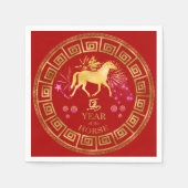 Chinesisches Zodiac Pferd Rot/Gold-ID542 Serviette (Vorderseite)