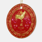 Chinesisches Zodiac-Rooster Rot/Gold-ID542 Keramik Ornament (Links)