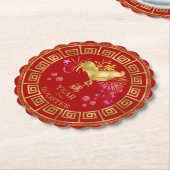 Chinesisches Zodiac-Rooster Rot/Gold-ID542 Untersetzer (angewinkelt)