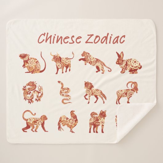 Chinesisches Zodiac-Tierzeichen Sherpadecke (Vorderseite (Horizontal))