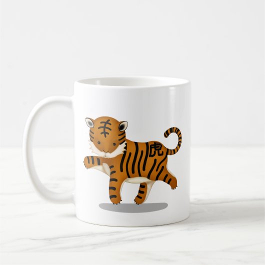Chinesisches Zodiac Tiger Niedlich Astrologie-Zeic Kaffeetasse (Links)