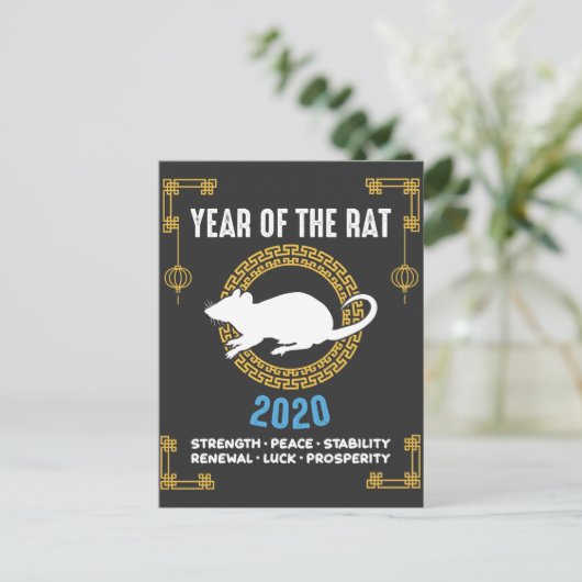 Chinesisches Zodiaka Jahr der Rat 2020 Inspiration Postkarte (Stehend Vorderseite)