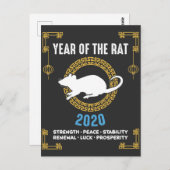 Chinesisches Zodiaka Jahr der Rat 2020 Inspiration Postkarte (Vorne/Hinten)