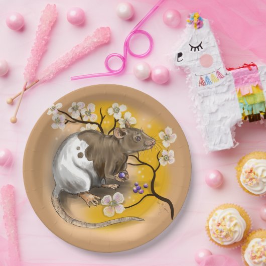 Chinesisches Zodiaka Jahr der Ratte Pappteller (Party)