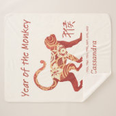 Chinesisches Zodiaka-Jahr des Affentierzeichens Sherpadecke (Vorderseite (Horizontal))
