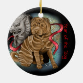 Chinesisches Zodiaka-Jahr des Hundes Keramikornament (Hinten)