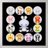 Chinesisches Zodiaka-Jahr des Kaninchen-Posters Poster (Vorne)