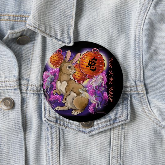Chinesisches Zodiaka-Jahr des Kaninchens Button (Beispiel)