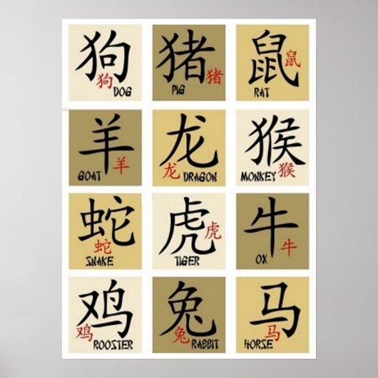 Chinesisches Zodic Signs Poster (Vorne)