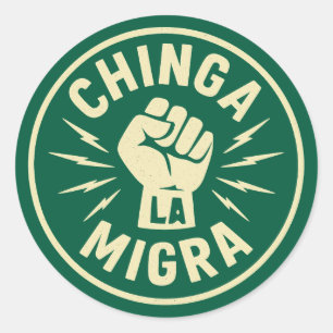 Chinga La Migra - Anti Eis Runder Aufkleber
