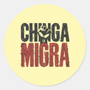 Chinga La Migra Anti-ICE-Shirt - Vintage Resistenz Runder Aufkleber