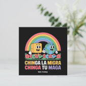 Chinga La Migra Chinga Tu Maga Funny Rainbow Einladung (Stehend Vorderseite)
