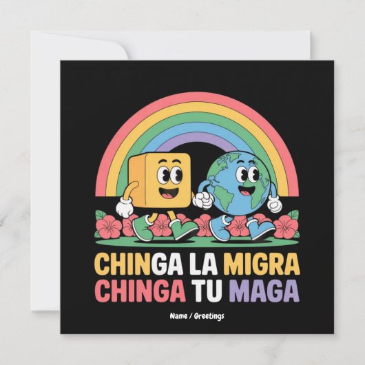 Chinga La Migra Chinga Tu Maga Funny Rainbow Einladung (Vorderseite)