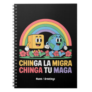 Chinga La Migra Chinga Tu Maga Funny Rainbow Notizblock