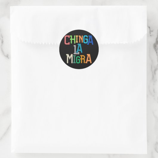 Chinga La Migra Funny Anti-Trump Runder Aufkleber (Tasche)