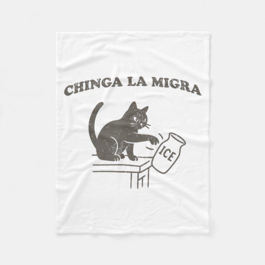 Chinga La Migra Immigration Abolish Ice Funny Cat Fleecedecke (Vorderseite)