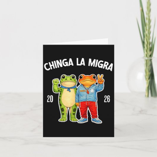 Chinga la migra lustiger Frosch Protest Grafik Karte (Vorderseite)