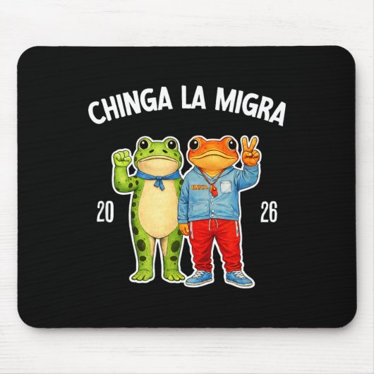 Chinga la migra lustiger Frosch Protest Grafik Mousepad (Vorne)