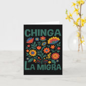 Chinga La Migra Retro Blume Karte (Gelbe Blume)