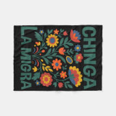 Chinga La Migra Retro Blumen  Fleecedecke (Vorderseite (Horizontal))
