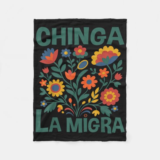 Chinga La Migra Retro Blumen  Fleecedecke (Vorderseite)