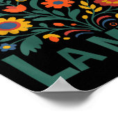 Chinga La Migra Retro Blumen Poster (Ecke)