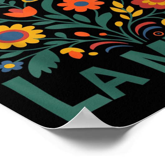 Chinga La Migra Retro Flowers  Poster (Ecke)