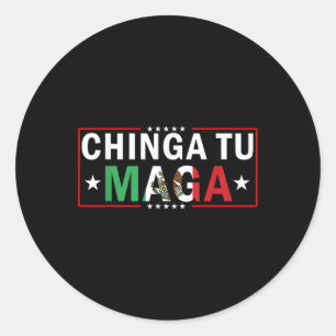 Chinga Tu Mexico Flaggendesign Runder Aufkleber