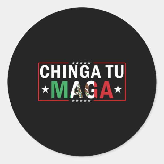 Chinga Tu Mexico Flaggendesign Runder Aufkleber (Vorderseite)