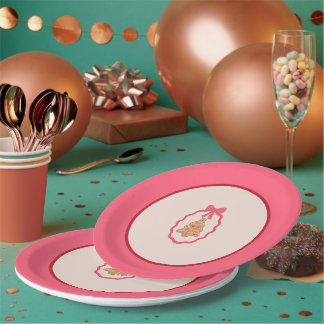 Chingerbread Christmas Tree Pink Christmas Plate Pappteller