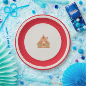 Chingerbread House Christmas Plate Red Pappteller (Party)