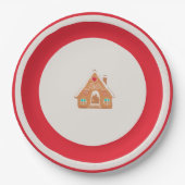 Chingerbread House Christmas Plate Red Pappteller (Vorderseite)