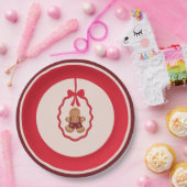 Chingerbread Man Christmas Plate Red Pappteller (Party)