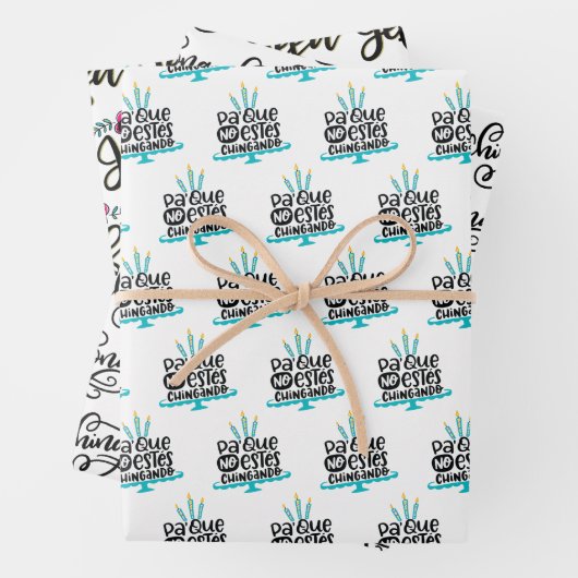 Chingona, La Jefa, No Estes Chingando, Set von 3 Geschenkpapier Set (Beispiel)