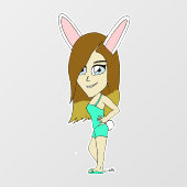 Chini Bunny Girl Fensteraufkleber (Blatt)