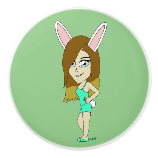 Chini Bunny Girl Keramikknauf (Vorderseite)