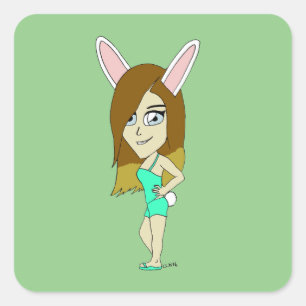 Chini Bunny Girl Quadratischer Aufkleber
