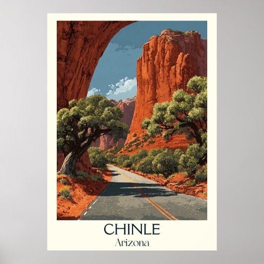 Chinle Arizona | Retro Canyo Poster (Vorne)