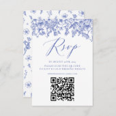 Chinoise Dusty Blue Floral RSVP Card Einladung (Vorne/Hinten)