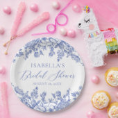 Chinoise French Viktorianisch Blue Brautparty Pappteller (Party)