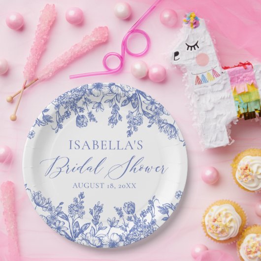 Chinoise French Viktorianisch Blue Brautparty Pappteller (Party)