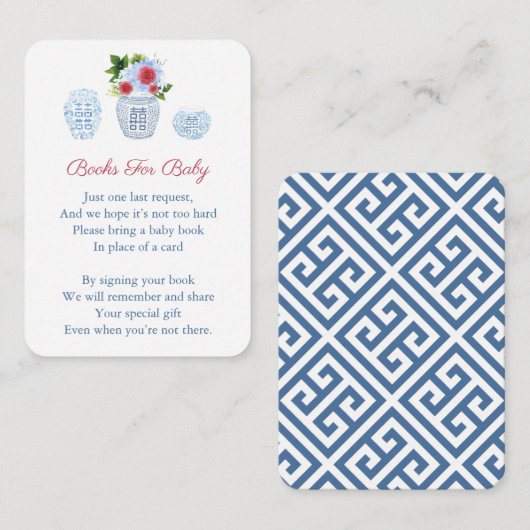 Chinoiserie 4. Juli Buchungsanfrage Kinderdusche Begleitkarte (Vorne/Hinten)