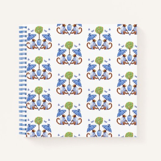 Chinoiserie Affen and Parasols Spiralfilm Notizblock (Vorderseite)
